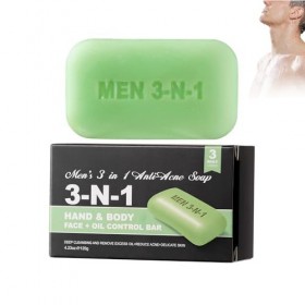 Savon Solide Pour Homme 120 G, 3 En 1, Savon Exfoliant Avancé, Pour Le Corps Pour Un Nettoyage Délicat De La Peau, Cosmétique