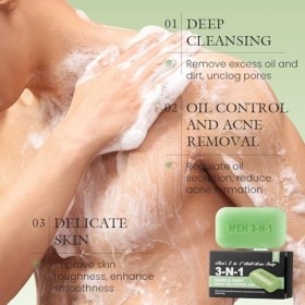 Savon Solide Pour Homme 120 G, 3 En 1, Savon Exfoliant Avancé, Pour Le Corps Pour Un Nettoyage Délicat De La Peau, Cosmétique