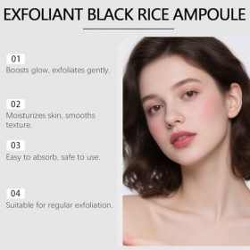 ampoule Sérum Riz et Riz Noir, Sérum Hydratant et Anti-Âge pour une Peau Éclatante et la Réduction des Rides, Sérum Quotidien