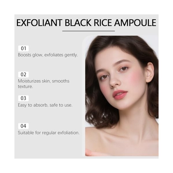 ampoule Sérum Riz et Riz Noir, Sérum Hydratant et Anti-Âge pour une Peau Éclatante et la Réduction des Rides, Sérum Quotidien