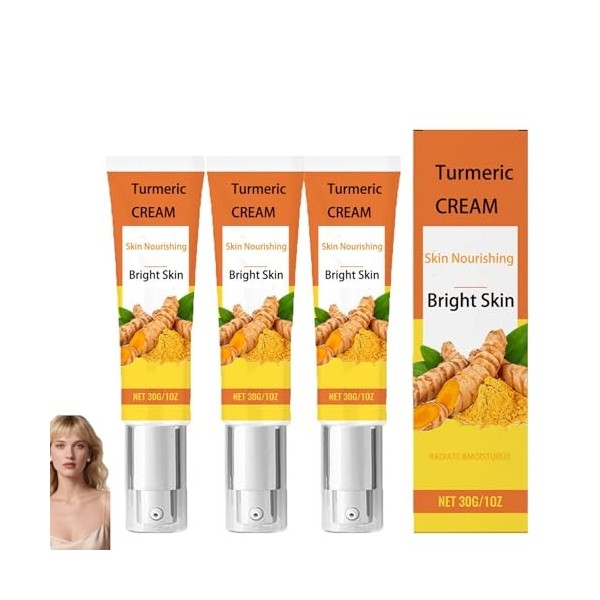 Crème visage au curcuma - Formule nourrissante pour un teint éclatant, soin quotidien hydratant et lumineux, douce et légère,...