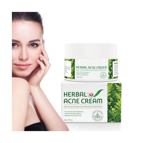 Crème Anti-Acné, Crème Visage Acné, Crèm Anti-Boutons Visage, Réduit Rapidement les Imperfections, Solution Ciblée Contre les