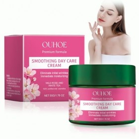 Crème de Jour Lissante Rose & Thé Blanc,Creme Hydratante Visage,Anti-âge,Anti Rides Femme,Réduit les Rides et Raffermit,pour 