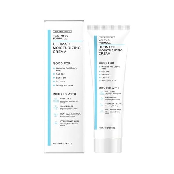 Crème Hydratante à la Centella et Acide Hyaluronique Soin Visage Nourrissant pour Tous Types de Peau Crème Jour et Nuit