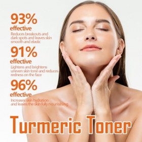 Tonique visage au curcuma, Tonique visage hydratant au curcuma pour éclaircir la peau, éliminer les taches brunes et minimise...