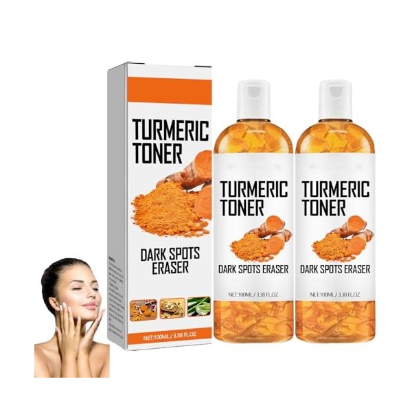 Tonique visage au curcuma, Tonique visage hydratant au curcuma pour éclaircir la peau, éliminer les taches brunes et minimise...