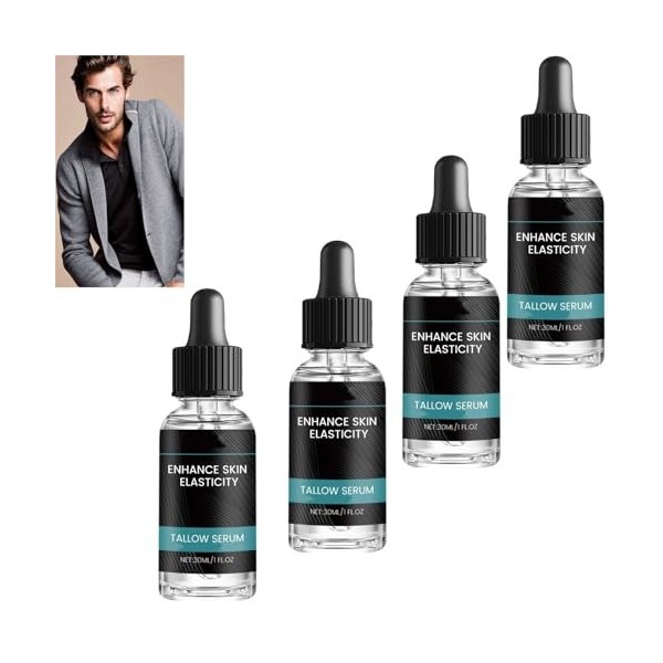 Sérum de suif de bœuf pour hommes - Sérum anti-rides et booster lélasticité, hydratant en profondeur, améliore lélasticité C...