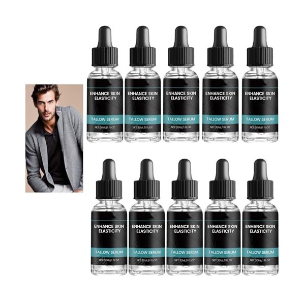 Sérum de suif de bœuf pour hommes - Sérum anti-rides et booster lélasticité, hydratant en profondeur, améliore lélasticité C...