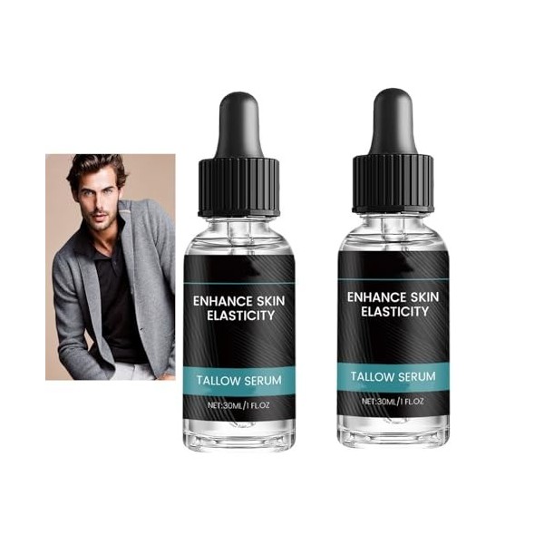 Sérum de suif de bœuf pour hommes - Sérum anti-rides et booster lélasticité, hydratant en profondeur, améliore lélasticité C...