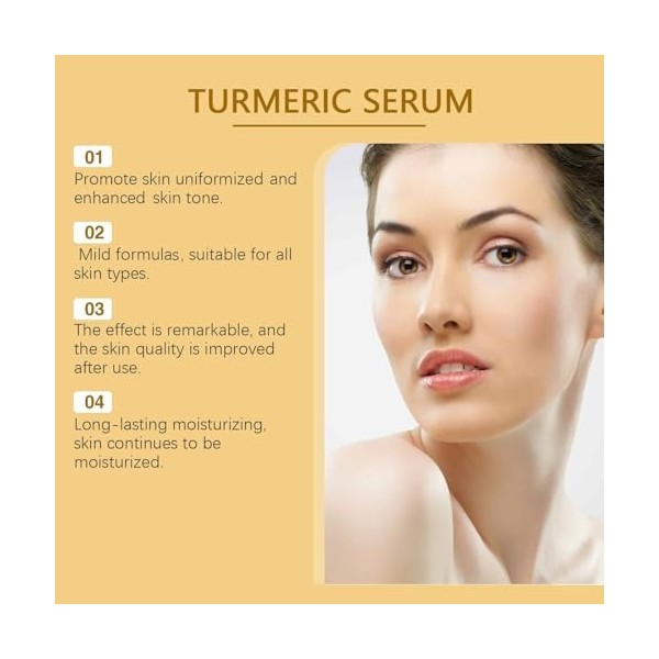 Sérum visage à lhuile de curcuma, sérum anti-âge au curcuma, sérums correcteurs de taches brunes et éclaircissants au curc/u ...