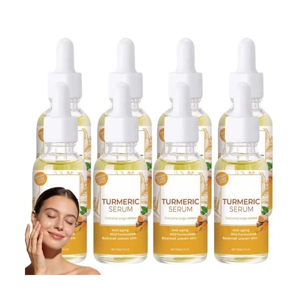 Sérum visage à lhuile de curcuma, sérum anti-âge au curcuma, sérums correcteurs de taches brunes et éclaircissants au curc/u ...