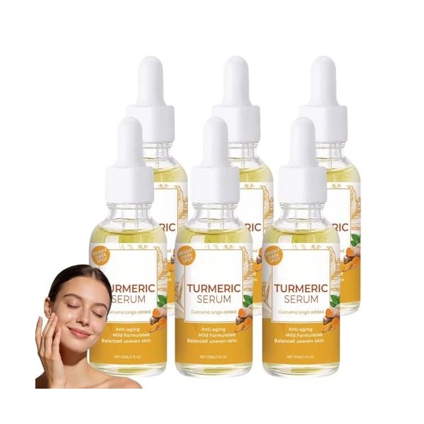 Sérum visage à lhuile de curcuma, sérum anti-âge au curcuma, sérums correcteurs de taches brunes et éclaircissants au curc/u ...