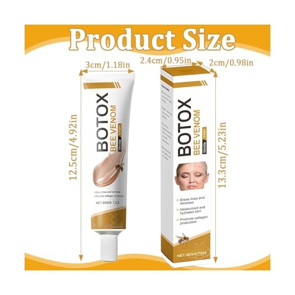 Teegxddy 3 Pièces Crèmes Hydratantes Anti-âge,anti-rides à base de venin dabeille,Améliore lélasticité de la Peau,Formule D