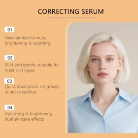 Sérum correcteur décoloration, sérum niacinamide, crème hydratante pour le visage pour, sérums hydratants, teint inégal, domm...