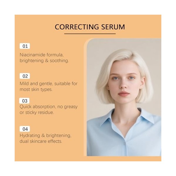 Sérum correcteur décoloration, sérum niacinamide, crème hydratante pour le visage pour, sérums hydratants, teint inégal, domm...