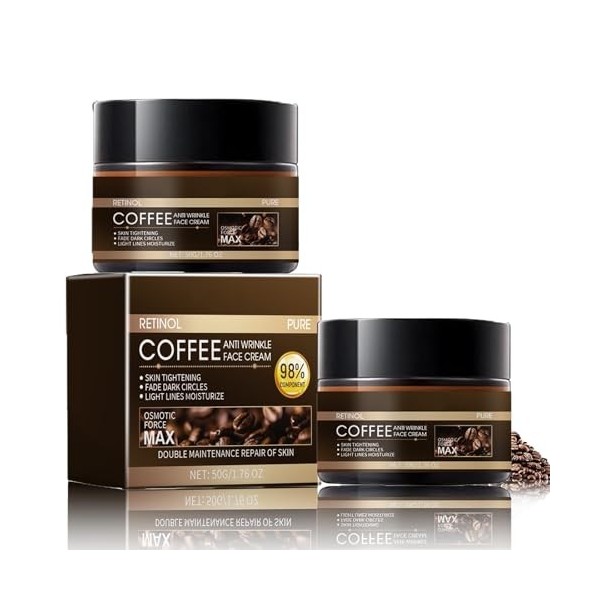 Crème hydratante au rétinol à la caféine, crème anti-rides, crème au rétinol contre les rides, crème hydratante à la caféine,...