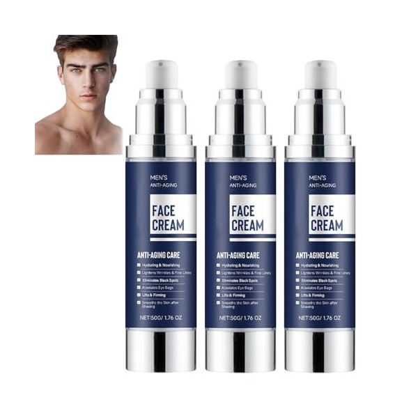 Crème hydratante visage 6 en 1 pour homme, crème anti-âge, lotion raffermissante pour le visage, lissante, hydratante et nour...