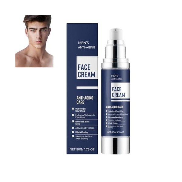 Crème hydratante visage 6 en 1 pour homme, crème anti-âge, lotion raffermissante pour le visage, lissante, hydratante et nour...