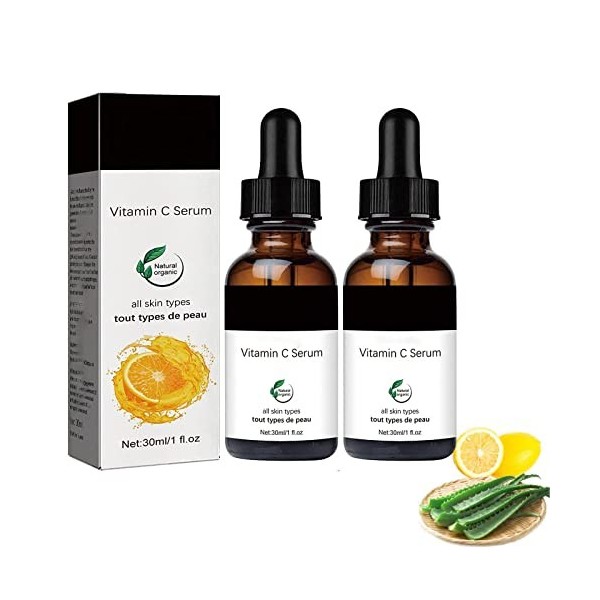 2PCS Vitamin C Serum, Vitamin C Serum for Face Dark Spots, Vitamin C Serum For Face with Hyaluronic Acid