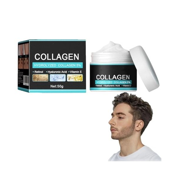 Crème anti-âge anti-rides au collagène pour hommes, crème hydratante pour le visage, lotion raffermissante et raffermissante 