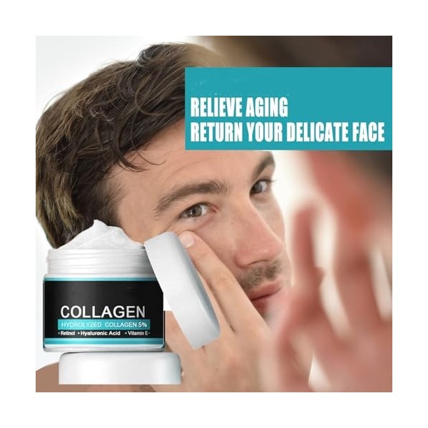 Crème anti-âge anti-rides au collagène pour hommes, crème hydratante pour le visage, lotion raffermissante et raffermissante