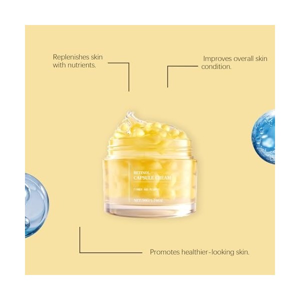Crème en capsules au collagène et au rétinol, soin hydratant visage anti-âge au rétinol et au collagène, hydrate en profondeu...