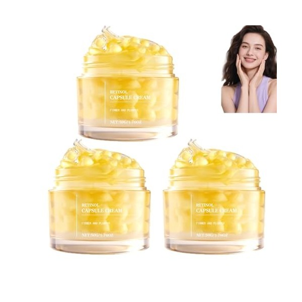 Crème en capsules au collagène et au rétinol, soin hydratant visage anti-âge au rétinol et au collagène, hydrate en profondeu...