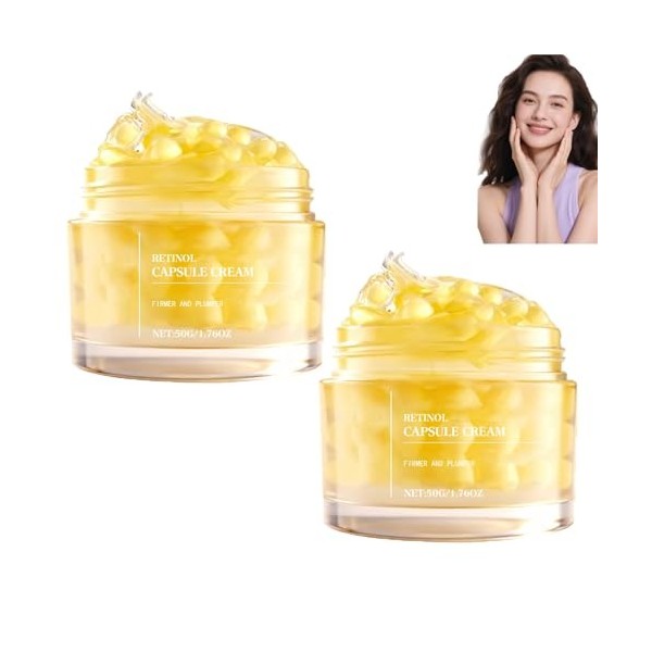 Crème en capsules au collagène et au rétinol, soin hydratant visage anti-âge au rétinol et au collagène, hydrate en profondeu...