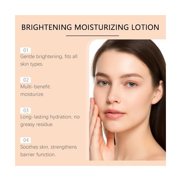 Lotion hydratante éclaircissante - Crème pour le visage apaisante douce pour tous les types de peau, hydratation et anti-âge ...