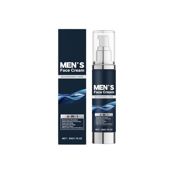 Hydratant visage pour hommes - Crème repulpante hydratante 6 en 1 | Lotion faciale anti-âge réduisant les rides jour et nuit 