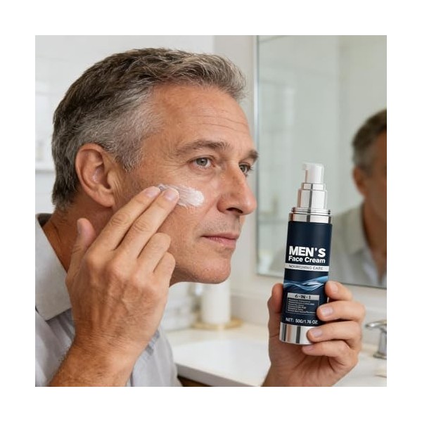 Hydratant visage pour hommes - Crème repulpante hydratante 6 en 1 | Lotion faciale anti-âge réduisant les rides jour et nuit 
