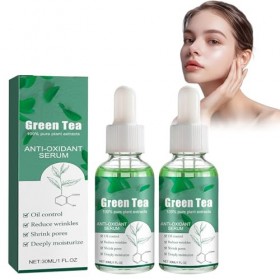 2PCS Essence Pour Sérums Et Fluides For Thé Vert, Essence Antioxydante pour le Visage, Sérum de Peau Claire au Thé Vert, Text