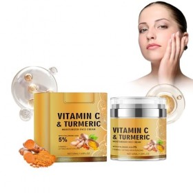 Crème au Curcuma et Vitamine C pour le Visage, Creme Hydratante Visage, Curcuma Hydratation Anti-âge, Hydratant Facial au Cur...