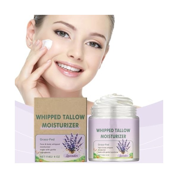 Crème Hydratante au Suif de Bœuf pour le Visage et le Corps, Hydratant Au Suif de Boeuf pour Soulager Les Tiraillements, pour