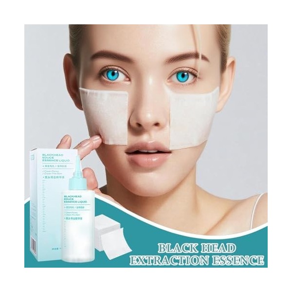 Misaakoeq Liquide Nettoyant pour la Peau du Nez | Solution Nettoyante Peau Nez Élimination Impuretés - 15cl Avec Pads Coton N