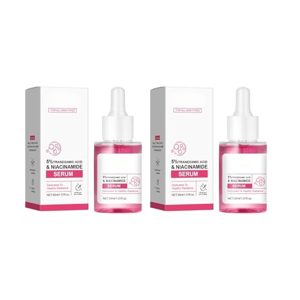 Sérum éclaircissant avec 5% d’acide tranexamique, niacinamide et arbutine – formule hydratante à l’extrait de rose, atténue l...