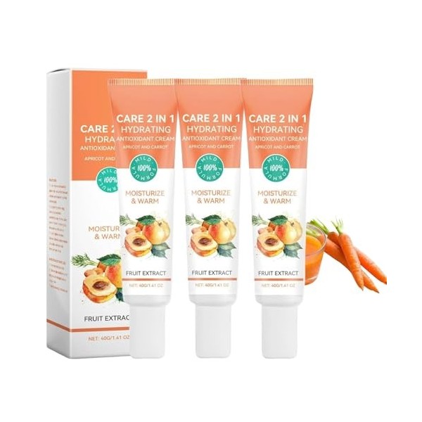 Soin Visage Bonne Mine 2-en-1 à lAbricot Bio 40ml, 2-in-1 Antioxidant Moisturizing Cream, Reduce Wrinkle Moisturizing Cream, ...