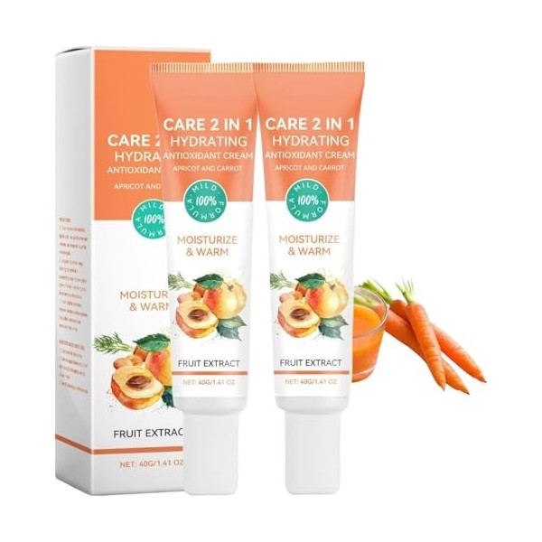 Soin Visage Bonne Mine 2-en-1 à lAbricot Bio 40ml, 2-in-1 Antioxidant Moisturizing Cream, Reduce Wrinkle Moisturizing Cream, ...