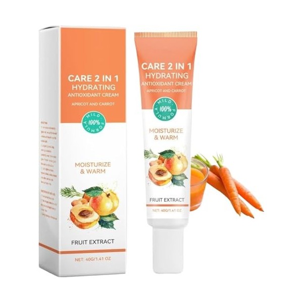 Soin Visage Bonne Mine 2-en-1 à lAbricot Bio 40ml, 2-in-1 Antioxidant Moisturizing Cream, Reduce Wrinkle Moisturizing Cream, ...