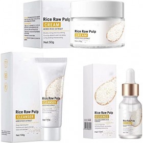 Ensemble de sérum pour le visage à la pulpe de riz, crème blanchissante au riz blanc avec extrait de riz, essence anti-âge po