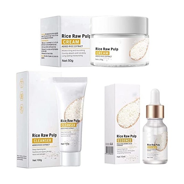 Ensemble de sérum pour le visage à la pulpe de riz, crème blanchissante au riz blanc avec extrait de riz, essence anti-âge po