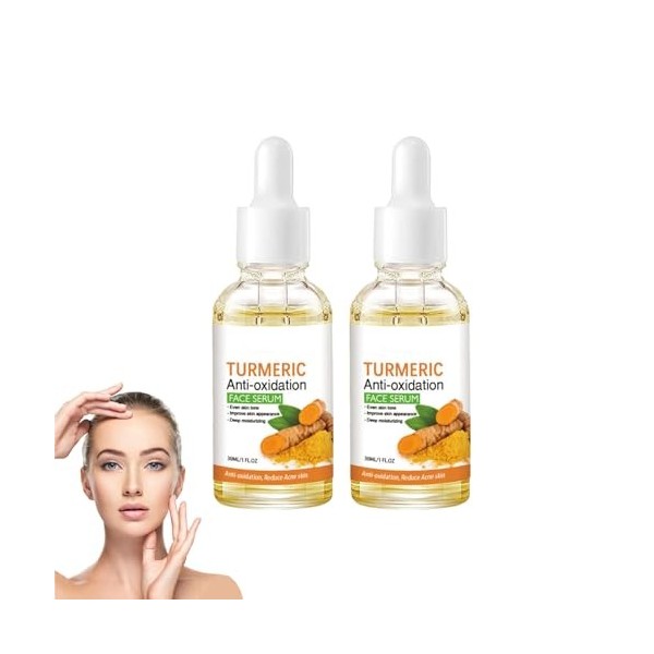 Sérum correcteur de taches brunes au curcuma, Sérum éclaircissant pour le visage, Lotion huileux au curcuma pour le visage, H...