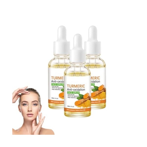 Sérum correcteur de taches brunes au curcuma, Sérum éclaircissant pour le visage, Lotion huileux au curcuma pour le visage, H...