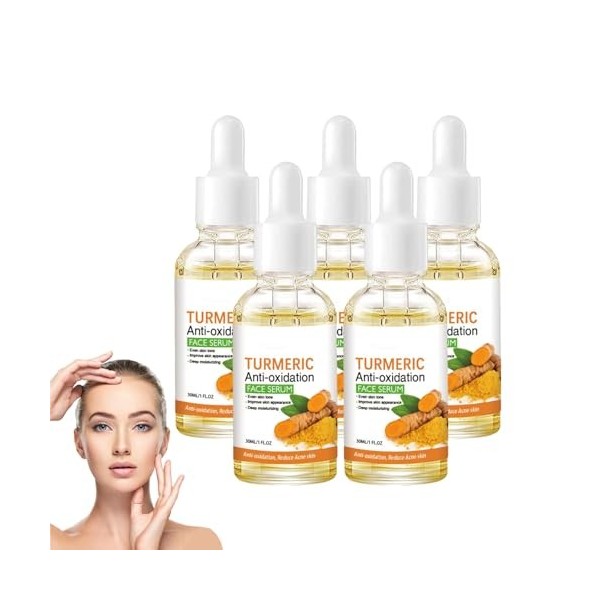 Sérum correcteur de taches brunes au curcuma, Sérum éclaircissant pour le visage, Lotion huileux au curcuma pour le visage, H...