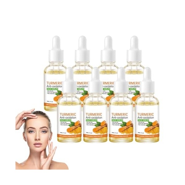 Sérum correcteur de taches brunes au curcuma, Sérum éclaircissant pour le visage, Lotion huileux au curcuma pour le visage, H...