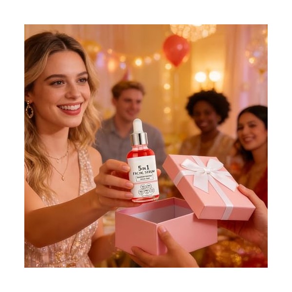 Sérum Éclaircissant Visage - 30 ml de Gouttes Liquides Nourrissantes 5-en-1 - Huile Hydratante Visage - pour Usage à la Maiso