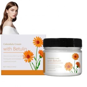 Crème hydratante visage au calendula, soin apaisant et doux pour peaux sensibles, irritées et sèches, baume hydratant non gra...