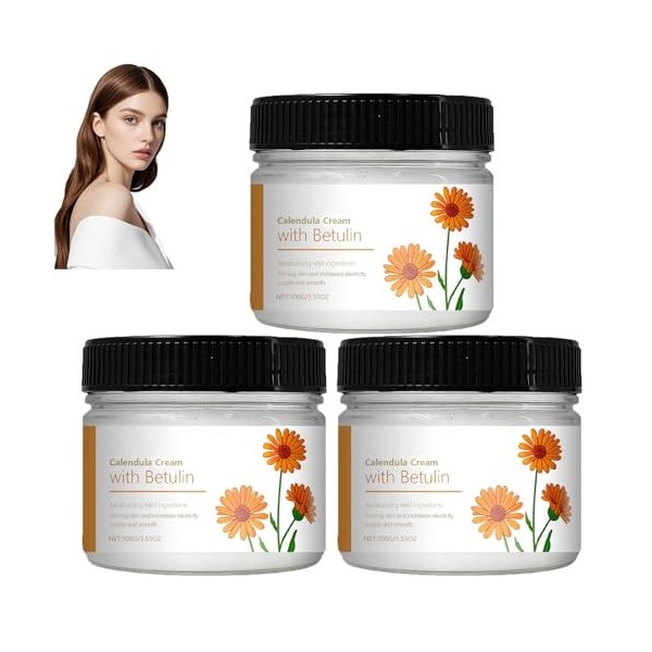 Crème hydratante visage au calendula, soin apaisant et doux pour peaux sensibles, irritées et sèches, baume hydratant non gra...