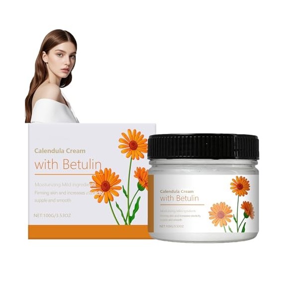 Crème hydratante visage au calendula, soin apaisant et doux pour peaux sensibles, irritées et sèches, baume hydratant non gra...