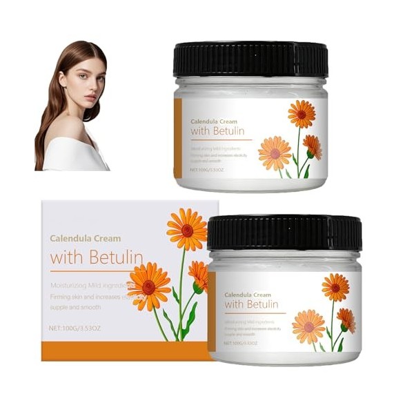 Crème hydratante visage au calendula, soin apaisant et doux pour peaux sensibles, irritées et sèches, baume hydratant non gra...